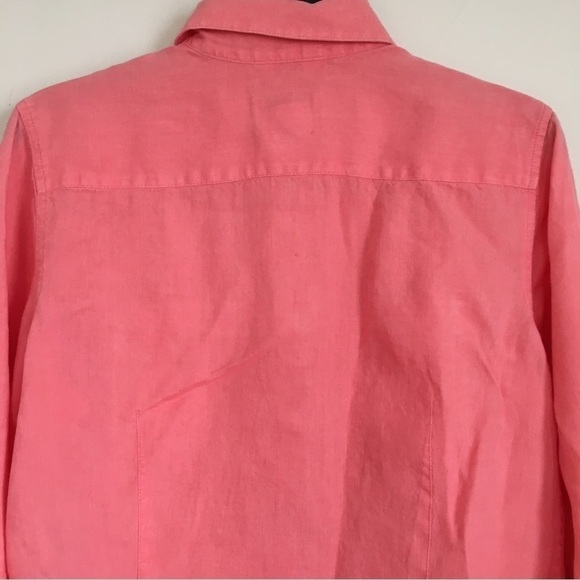 Talbots Linen Orange Button Up Long Sleeves Causal Relaxed Fit Shirt - Picture 5 of 14